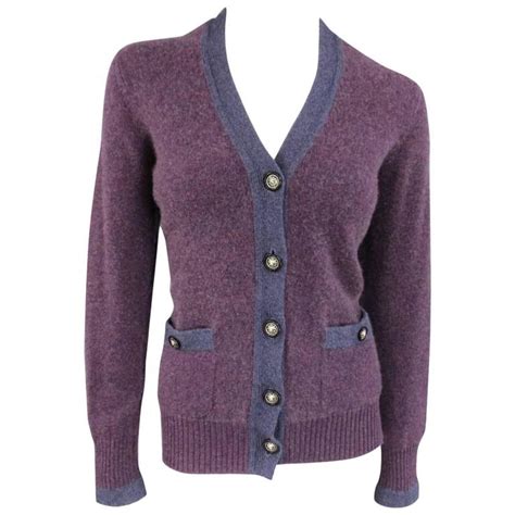 womens chanel style cardigan|chanel purple cashmere sleeveless sweater.